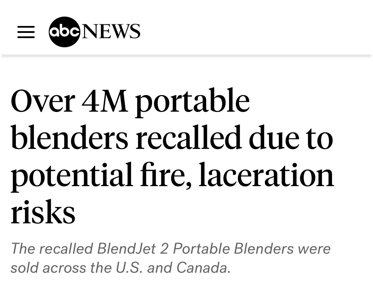 BlendJet Blender Recall: Beware of Fire, Laceration Risk