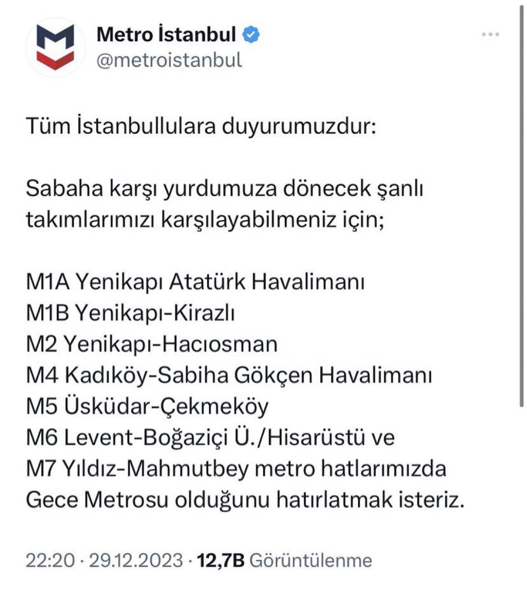 Metro İstanbul’un açıklaması: