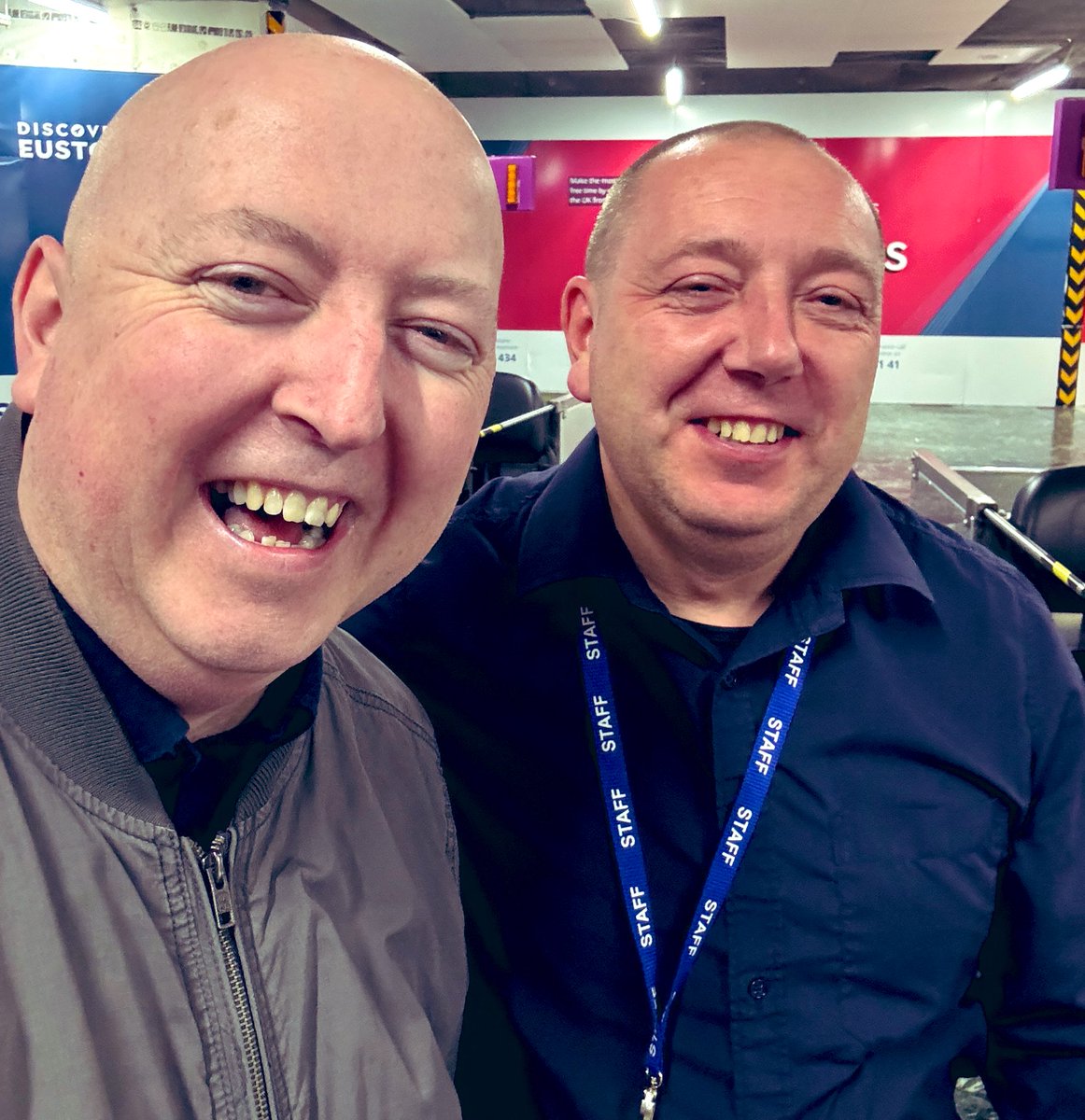 dj_ison's tweet photo. It’s taken a little time but finally this evening I got to meet Dave, who is a station shift manager at Euston, hopefully 1st class for me every time now! #wefounddave @NetworkRailEUS https://t.co/ObqVxf6b0b