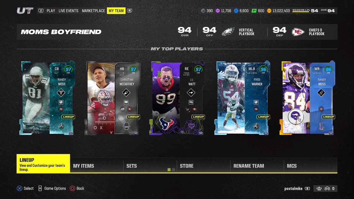 PrudentialLoan's tweet photo. @TapXMikey 50 niners, eagles Offense chiefs Defesne. Carmichael, Josh Allen, and cheetah hiding. Up to 17mil coins now 94ovr https://t.co/TgiMNbRdsw