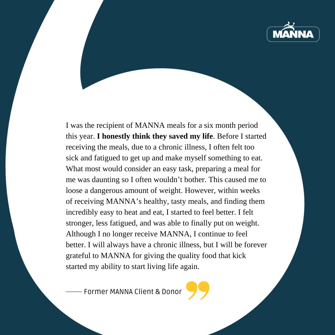 There is no greater gift than the gift of good health. MANNA recognizes this truth and supports it by providing nourishing, medically tailored meals for our clients. Consider a donation to MANNA today before we enter 2024. Visit mannapa.org/donate!