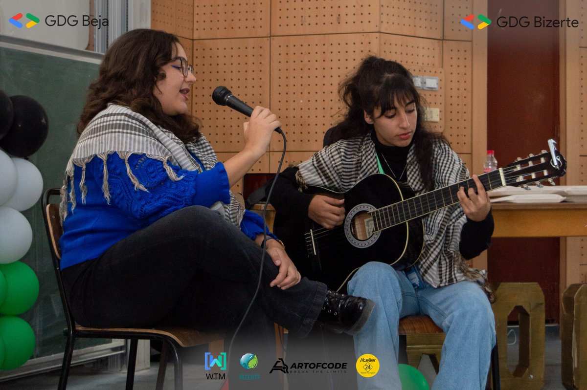 GDGBeja's tweet photo. 🎶 Kudos to the amazing performers who rocked the stage at DevFest Beja Bizerte 2023! 🚀 Your tunes were the heartbeat of the event, and we can't stop talking about the awesome vibes you brought. 🌟 Let's keep the music alive! 🎤 #DevFestBejaBizerte    #gdgbizerte #artofcode https://t.co/jXGcsqOcXW