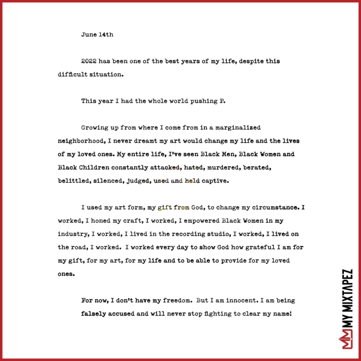 mymixtapez's tweet photo. Gunna’s alleged letter he sent to the judge before his release has surfaced https://t.co/0GKU8oYi3J