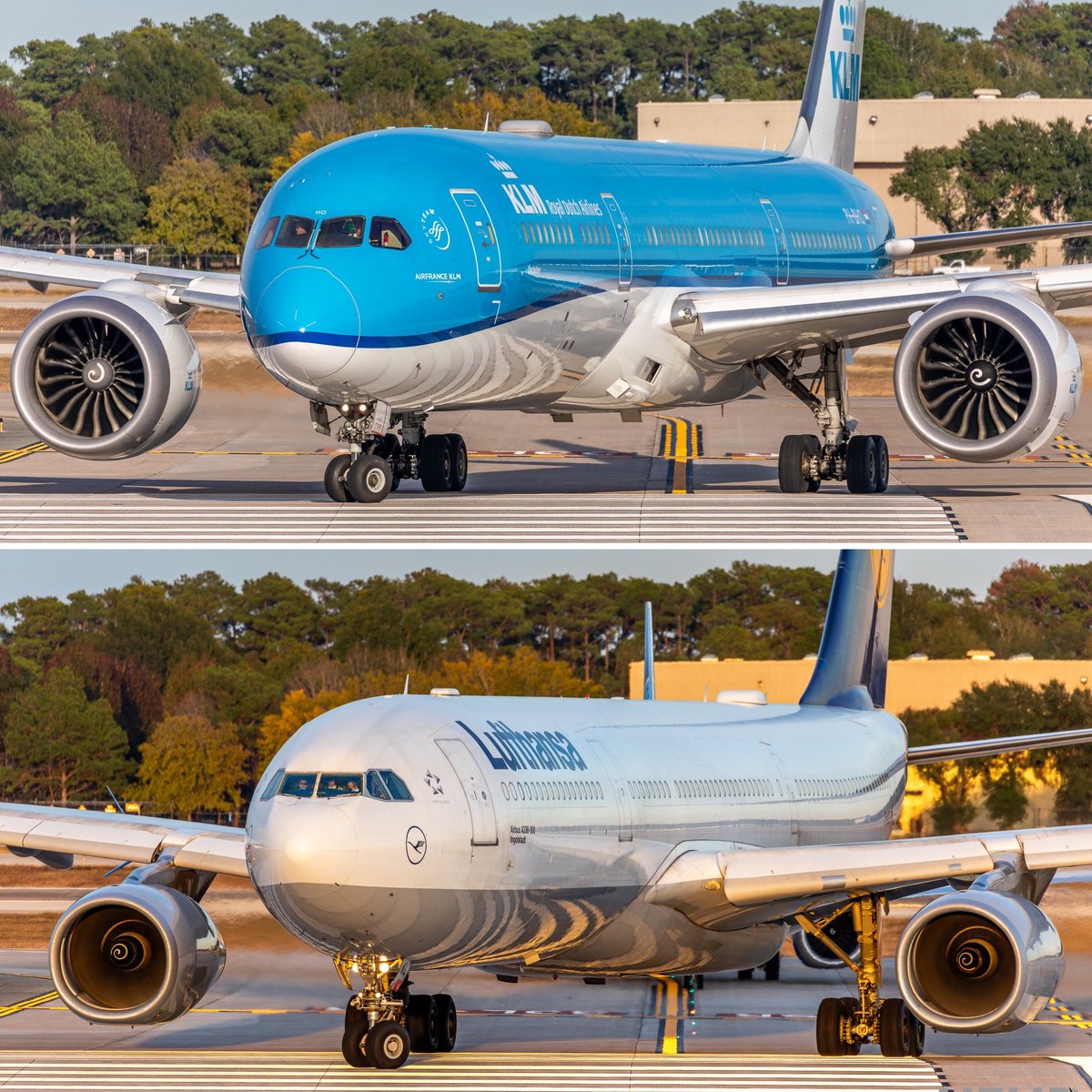 UnitedFlyerHD's tweet photo. KLM and Lufthansa crews ready their aircraft for departure back to Amsterdam and Frankfurt, respectively, from Houston IAH.
KLM B787-9 PH-BHO “Orchid/Orchidee”
Lufthansa A330-300 D-AIKL “Ingolstadt”
#klm #boeing #boeing787 #b787 #dreamliner #phbho #lufthansa #airbus #airbus330 #a330 #daikl #avgeek #aviation #houstonspotters #planespotting #planespotter #airliner #airlinersworldwide #canon #canonphotography
