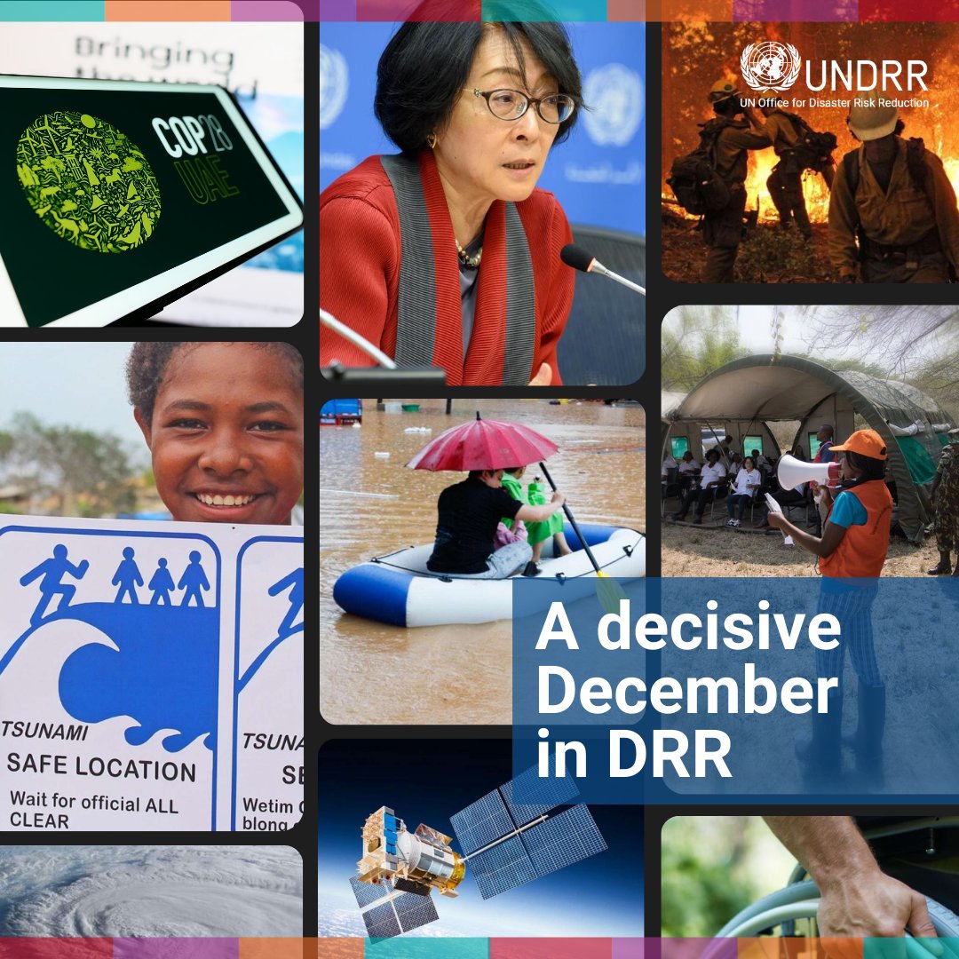 PreventionWeb's tweet photo. 📆 As 2023 comes to a close, we digest the #COP28 outcomes and bid a fond farewell to Mami Mizutori as she completes her @HeadUNDRR term.  

From all of us at @UNDRR, we wish you a happy and resilient new year. 🎆

Catch the December 2023 update ➡️ https://t.co/XFxQTj5OMt https://t.co/rsXoKeZi9S