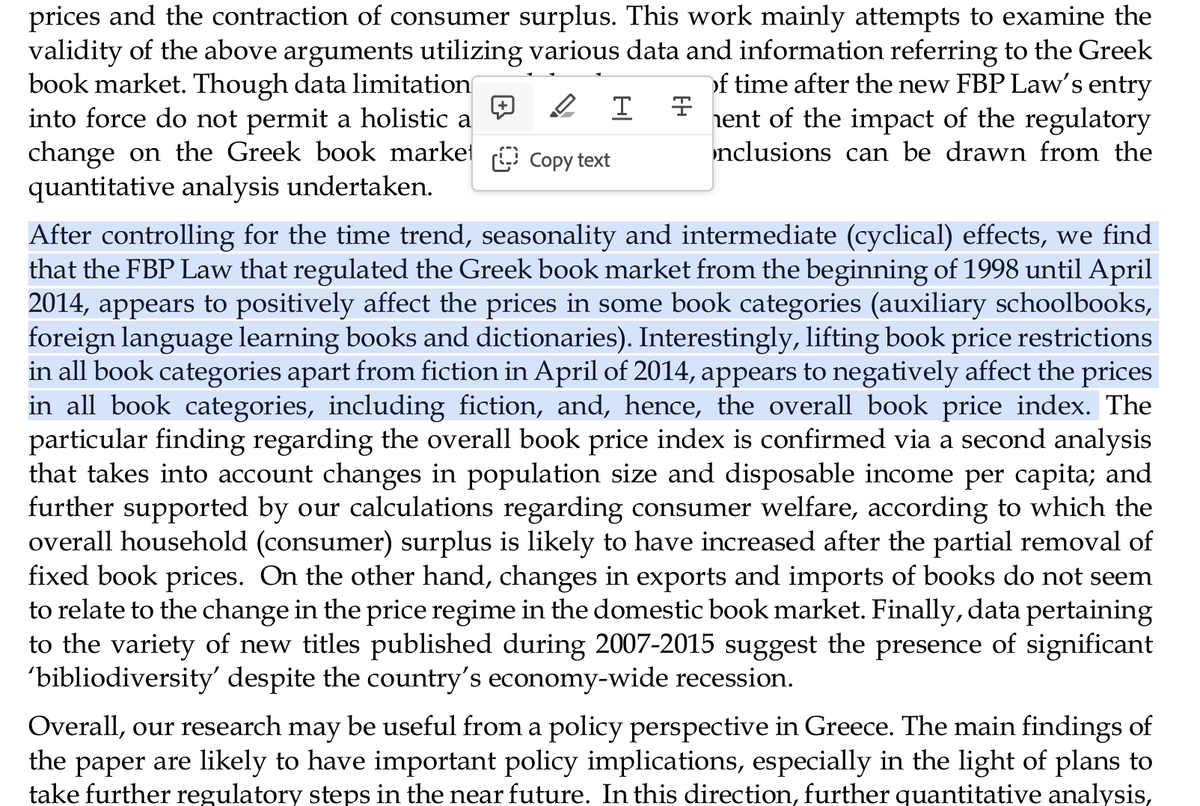 22xTJuan's tweet photo. En Grecia, cuando se derogó la ley del libro, los precios de los libros bajaron. Cuando se implementó la ley, los precios habían subido por encima de la inflación. Igual que en el Reino Unido. https://t.co/2de66prhGq