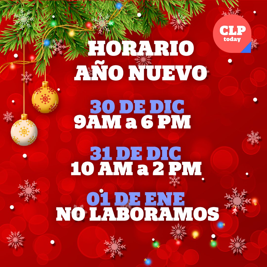 CLPTODAY's tweet photo. Nuestro horario para este fin de semana 🎄 https://t.co/bUD6b777ur