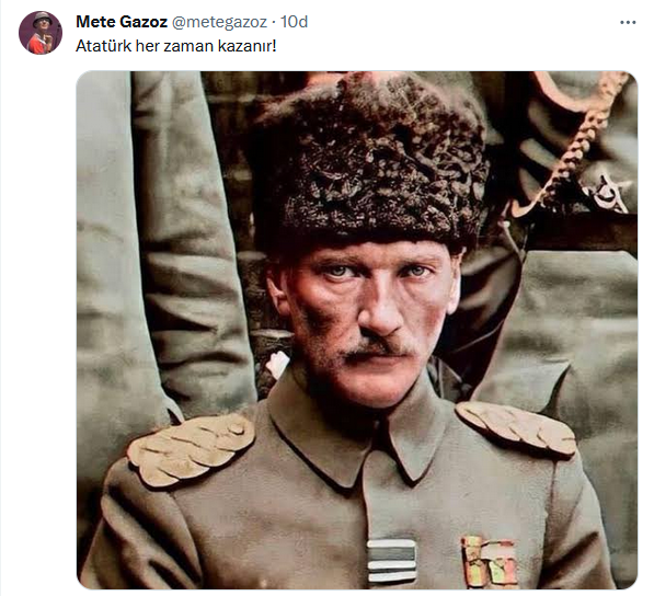 Mete Gazoz:

"Atatürk her zaman kazanır."