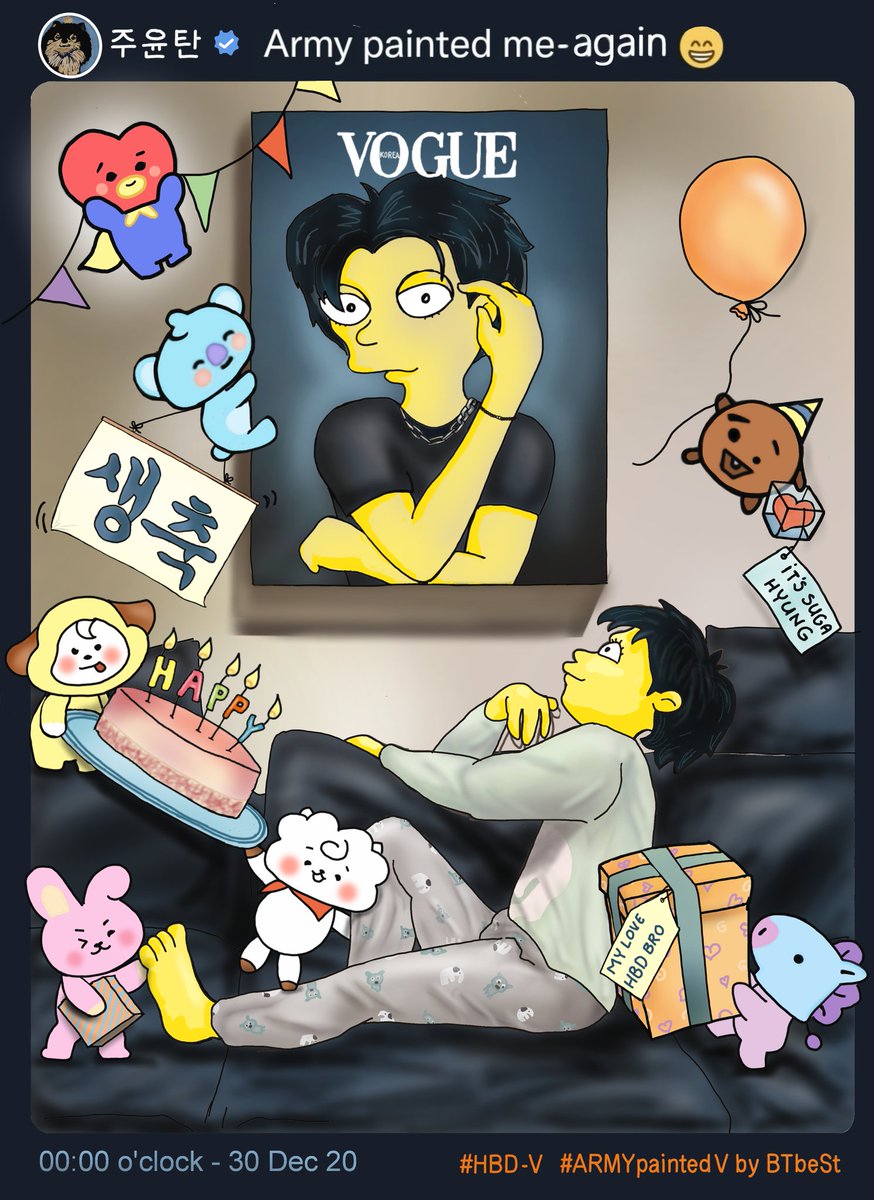 st_tbe's tweet photo. Happy birthday, you wondrous, unique, kind, brave, creative, and oh so beautifull soul..
Hope you had a great, fulfilling day and you (all of you)
stay safe, happy & healthy!
Borahae 💜 ILY 🥰
Reposting my old #HappyBirthdayTaehyung
#HAPPYVDAY #BTSV
#TaeSimpson #btsfanart https://t.co/t6UGbH3mof