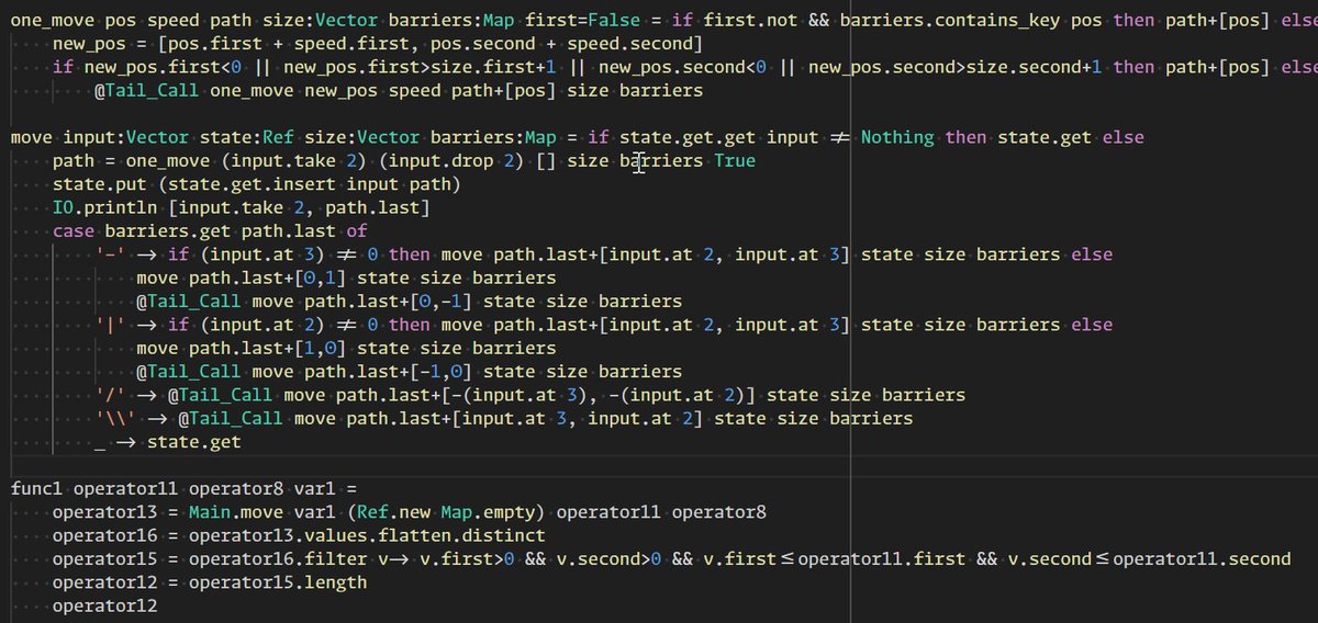 I just completed "The Floor Will Be Lava" - Day 16 - Advent of Code 2023 using @Enso_org adventofcode.com/2023/day/16 #AdventOfCode 

Missed an edge case bug which took me a while to spot. Had to write part not in IDE.