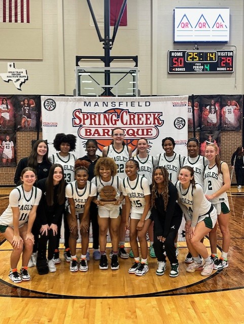 In the consolation game at the Mansfield Spring Creek Barbecue Invitational Tournament, the Prosper Lady Eagles secured a 50-29 victory over Frisco Panther Creek Panthers. <a href="/MISDathletics/">MISD Athletics Dept.</a> <a href="/ProsperGirlsBB/">Prosper Women’s Basketball</a> <a href="/PCHSGirlsBB/">Panther Creek Girls Basketball</a>