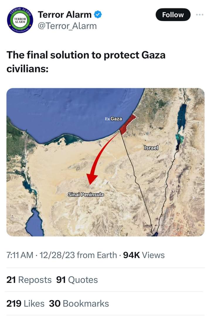 LRihann8509's tweet photo. Note the use of"final solution"👇👇
#Gaza
#Sinaa
#Egyte https://t.co/BIv4sbw24G