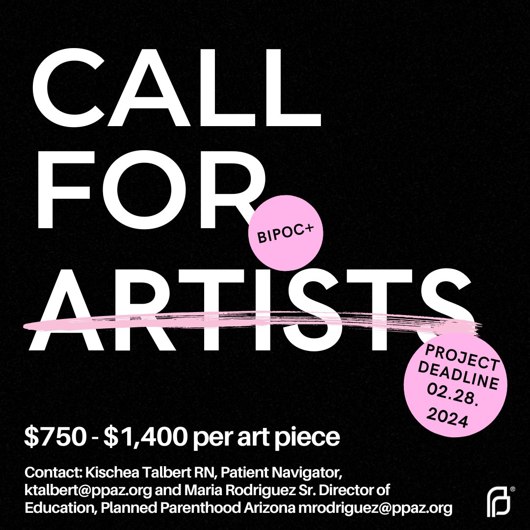 PPArizona's tweet photo. 🖌️CALL FOR ARTISTS🖌️
We are looking for artists to create 5 pieces of large-scale art prints or canvass ($750-$1,400 per piece)!
Full description: https://t.co/lP5IIOGflD https://t.co/6hdfR9HNNt