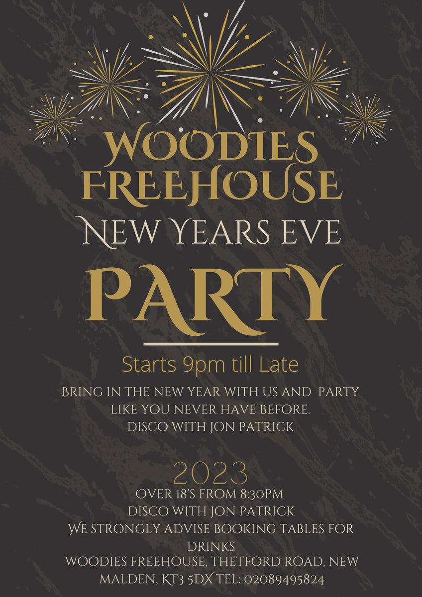 #NewYear2024 <a href="/woodiesfree/">woodies freehouse</a> from 9pm till 2am with a performance from non other than Jon Patrick!