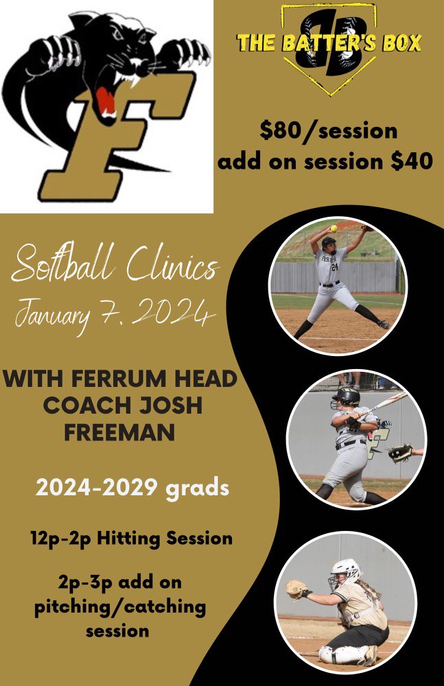 Mark your 📆! @softballferrum Coach @Coachjosh8 is headed to town January 7️⃣! Register online 📲 thebattersboxrva.com/camps/ols/prod…