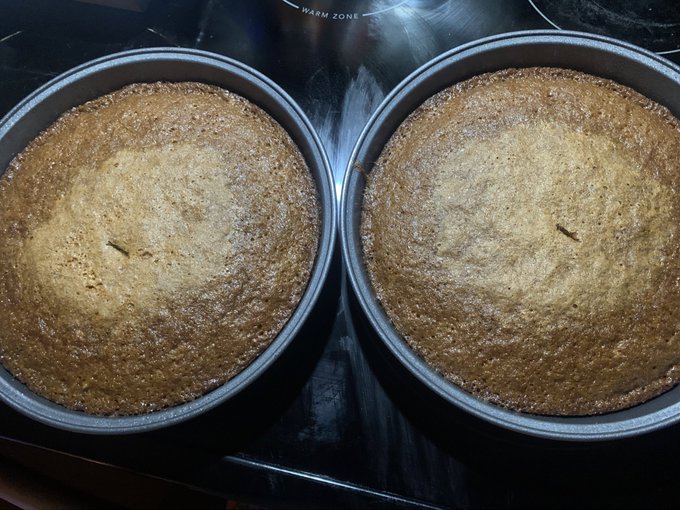 This is homemade carrot cake and I made whipped cream cheese frosting that I&rsquo;m gonna put on it https://t