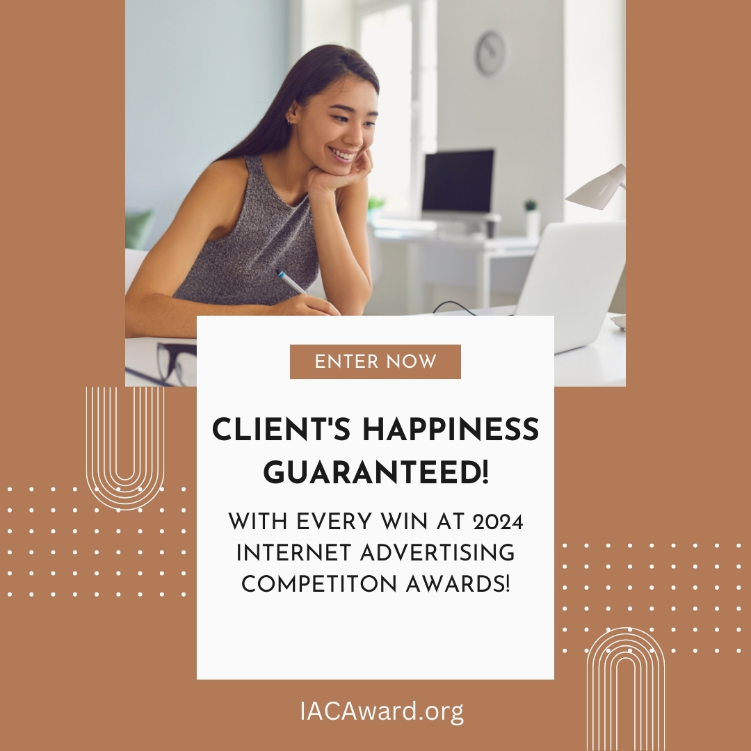 Client's Happiness Guaranteed! With Every Win at IAC 2024! 😊 Boost their joy and your reputation. All online advertising in 96 industry categories. Deadline's January 31, 2024. 🔗 IACAward.org/?utm_source=tw… #ClientsFirst #HappinessDelivered #WinningTogether #WebMarketing