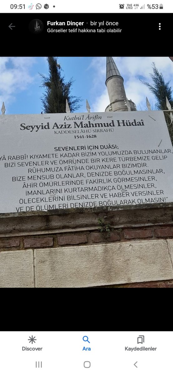 2023 yılının son Cuma'sını CENABI HAKK Aziz Mahmud Hüdâyi Hz.lerinin Camiinde eda etmeyi nasib etti. Özelde Gazze'li kardeşlerimize ve Tüm âlemi İslam'a dualar ettik. RABBIM birliğimizi ve dirliğimizi daim, Devletimizi Kaim etsin Âmin