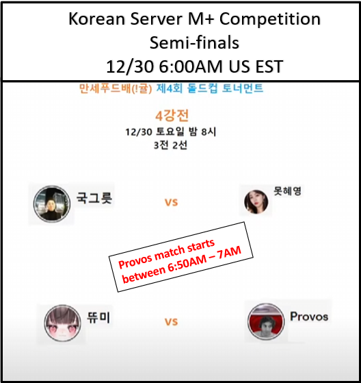 provosbriggs's tweet photo. Korean Server M+ Competition. I made it to the semi final round! #MythicPlusCompetition #WoWChallenge #CompetitiveGaming #MythicRaiding #InGameTournament #WoWEvents #GamerCompetition #MythicDungeon #mythicplus #worldofwarcraft #dragonflight #provosbriggs #λ―Έμνλ¬μ€λν https://t.co/yerF59vyeK