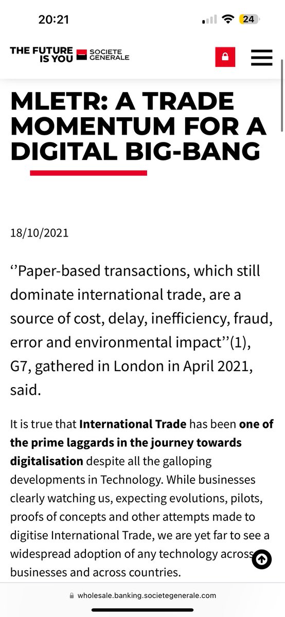 ‘The Digital Big Bang!’ 💥

Or 

‘The Snowball effect of digital trade’ 🗻

The MLETR (Model Law on Electronic Transferable Records) is a revolutionary solution that aims to transform the trade finance industry by providing an open framework for digitising trade documentation.…