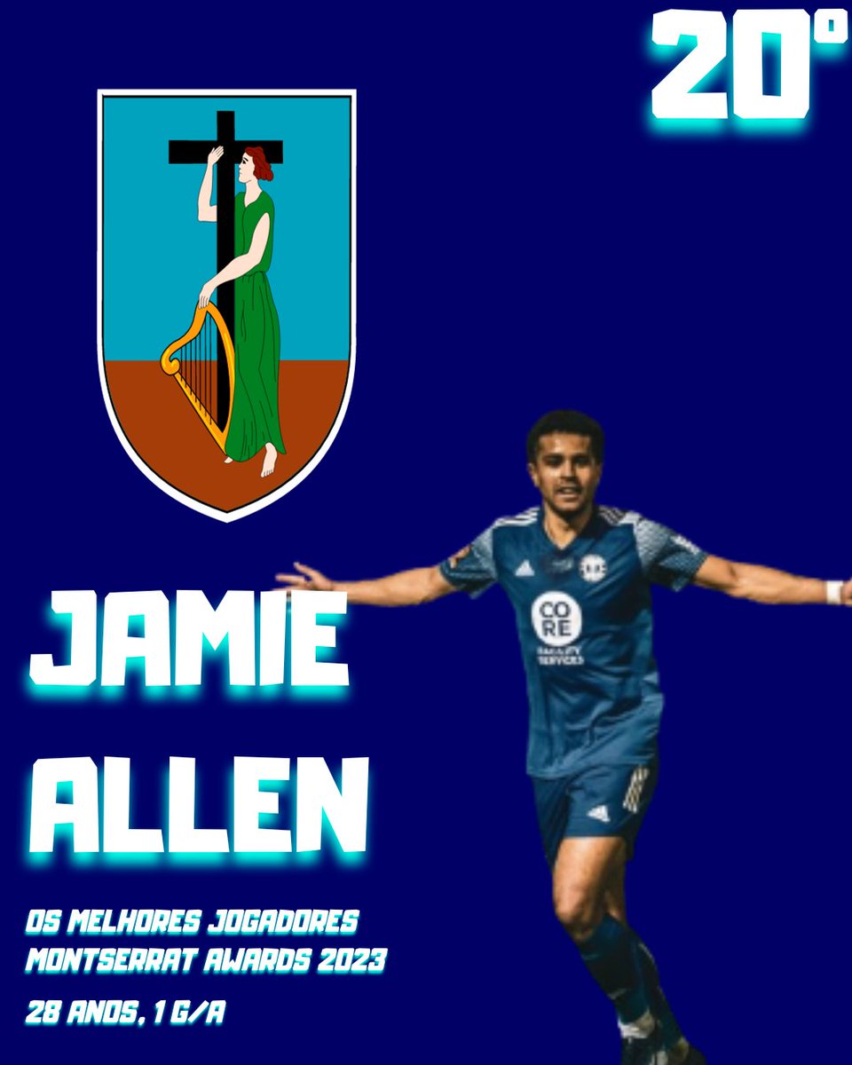 MONTSERRAT AWARDS 2023
Melhores jogadores de Montserrat 2023
20º Jamie Allen

Amanhã teremos do 19º ao 10º
#Monserrat Awards