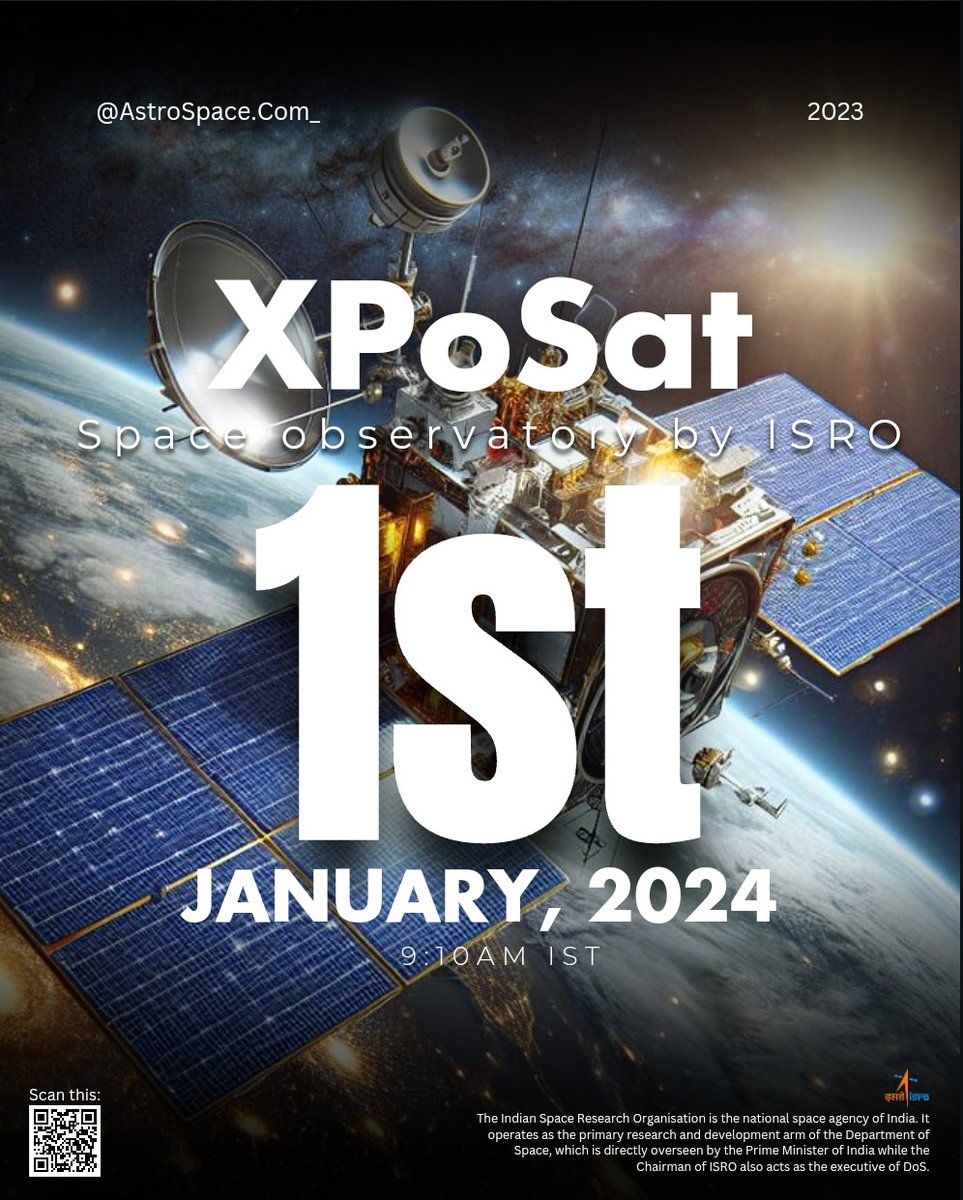 NaMo20022001's tweet photo. #BlackHoles | 🇮🇳 India is poised to ring in 2024 with a roaring launch of the Polar Satellite Launch Vehicle carrying the country's first X-Ray Polarimeter Satellite (XPoSat) on January 1, 2024.
Let's know more about this in the ensuing 
@isro @ISROSpaceflight @PMOIndia https://t.co/F5EGrbIfMJ