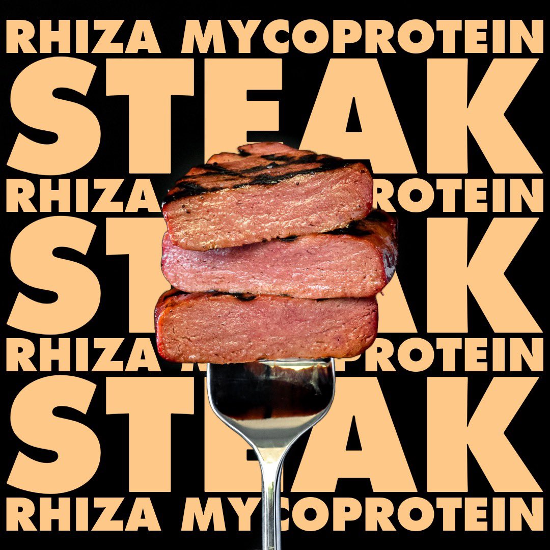 BetterMeatCo's tweet photo. Whether it’s tuna, jerky, or steak, our mycoprotein can do it all!
#rhiza #mycoprotein #mycelium #mushroom #protein #steak #bettermeat #foodtech https://t.co/iW5GQMe2Xp