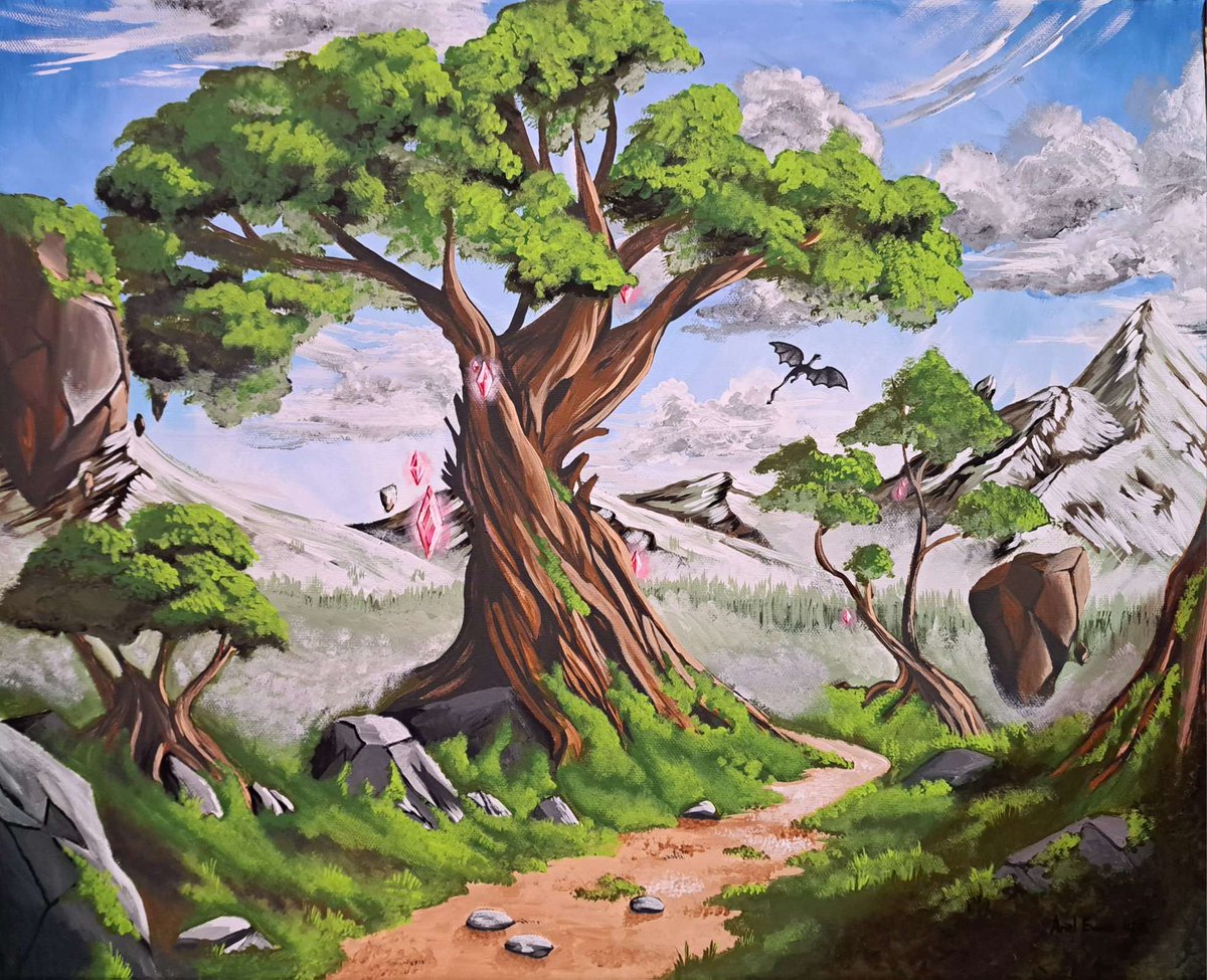 MoonlightKitte3's tweet photo. Whispers in the Frozen Peaks

#acryliconcanvas #acrylicpainting #fantasyartwork #fantasylandscape #landscapeart #landscapescenery #landscapetrees #ttrpg #acrylicart #landscapefantasy #acrylictraditional #dnddungeonsanddragons #dnd #dndlandscapes #dndartwork #ttrpgartwork https://t.co/d5zN2Ug8D5