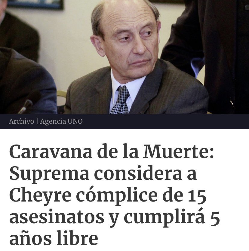 labelencarvajal's tweet photo. ¡¿Hasta cuándo?!
Por crímenes de lesa humanidad en caso “Caravana de la Muerte” el General #Cheyre es condenado a 5 años de comodidad en su casa.
A 50 años del Golpe de Estado y del paso de la Caravana, esto es un insulto para el país y la necesidad de justicia de las familias. https://t.co/UtGbTqbkGG