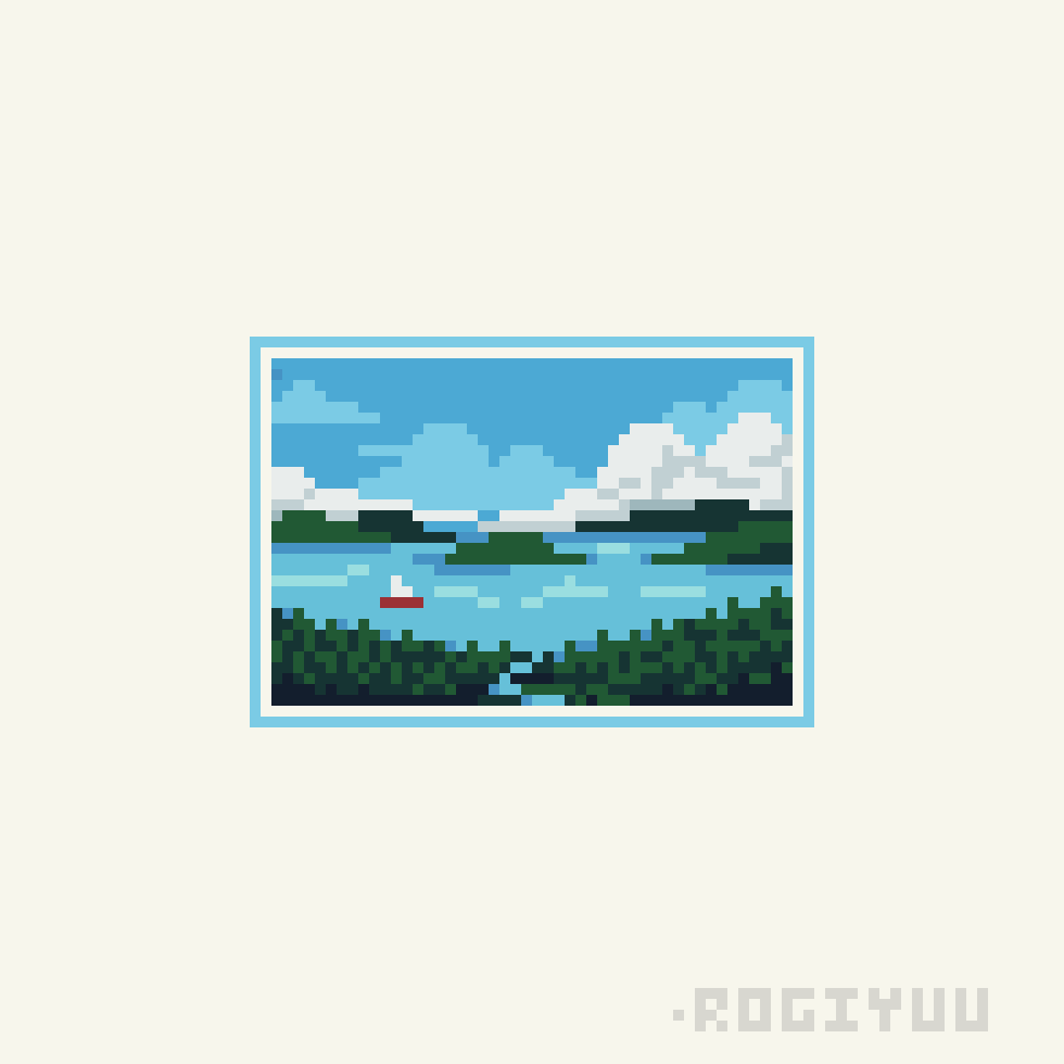 rogiyuu's tweet photo. Another lake 🖼️

#pixelart #ドット絵 https://t.co/7n2i77tkBZ