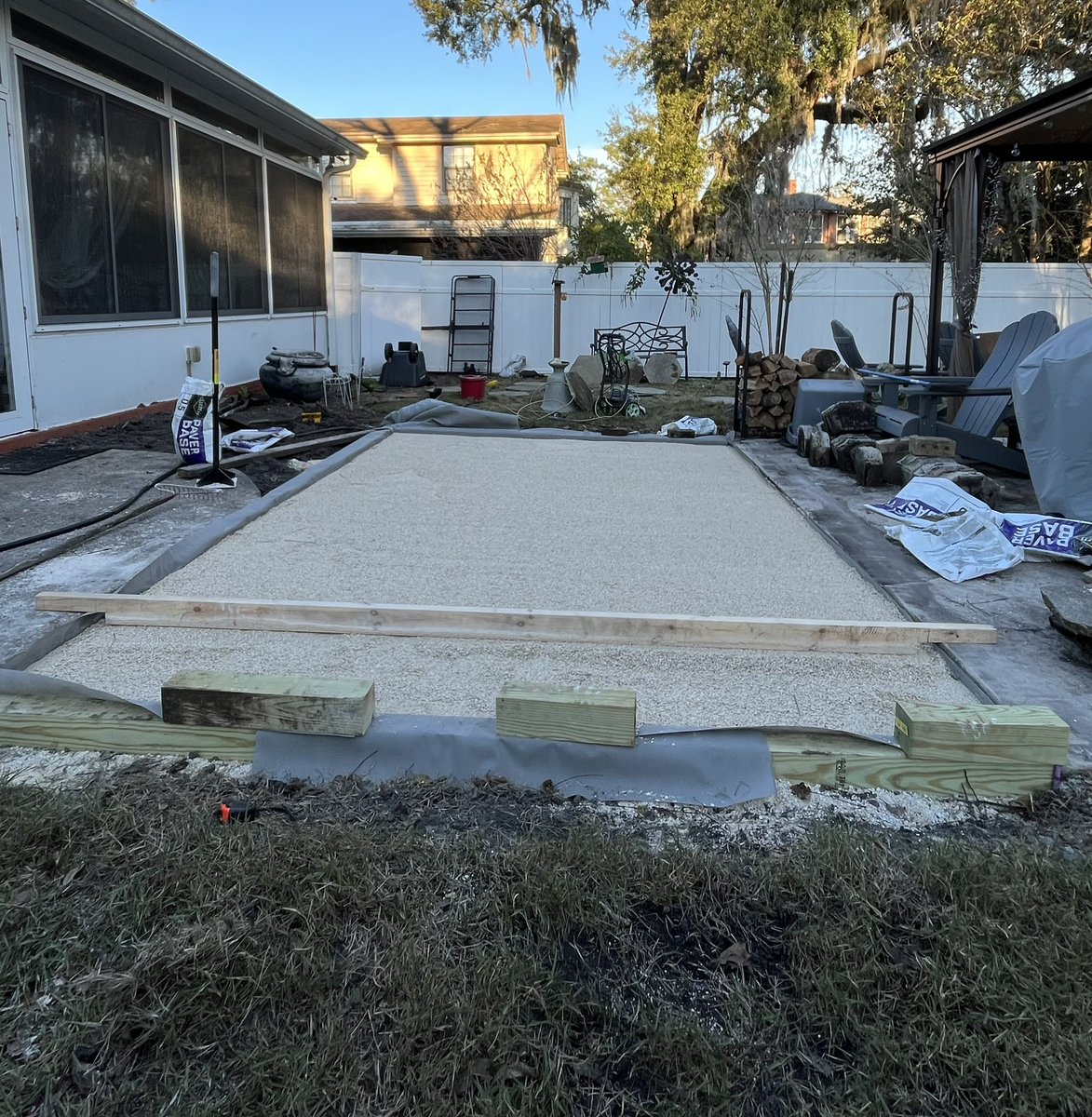 ntjturf's tweet photo. It appears patio construction has entered our line-up. Great contributions by @NTJTurf_family. Should have finished photos this weekend. #doitwell #doitonce https://t.co/liPwOMIceh