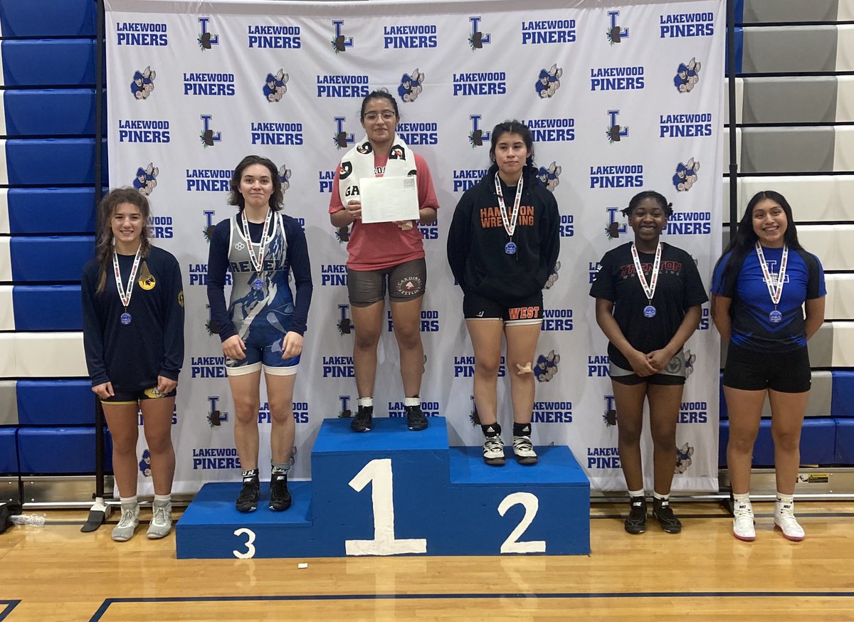 LawrenceCardin4's tweet photo. Lawrence Girls Wrestling Team places 15th out of 48 at the 2023 Rumble in the Pines. Marina takes home the 5th place medal and Nataly is 132 lb Champion! @LTPS1 @LTPSAthletics https://t.co/VGpfNPeEin