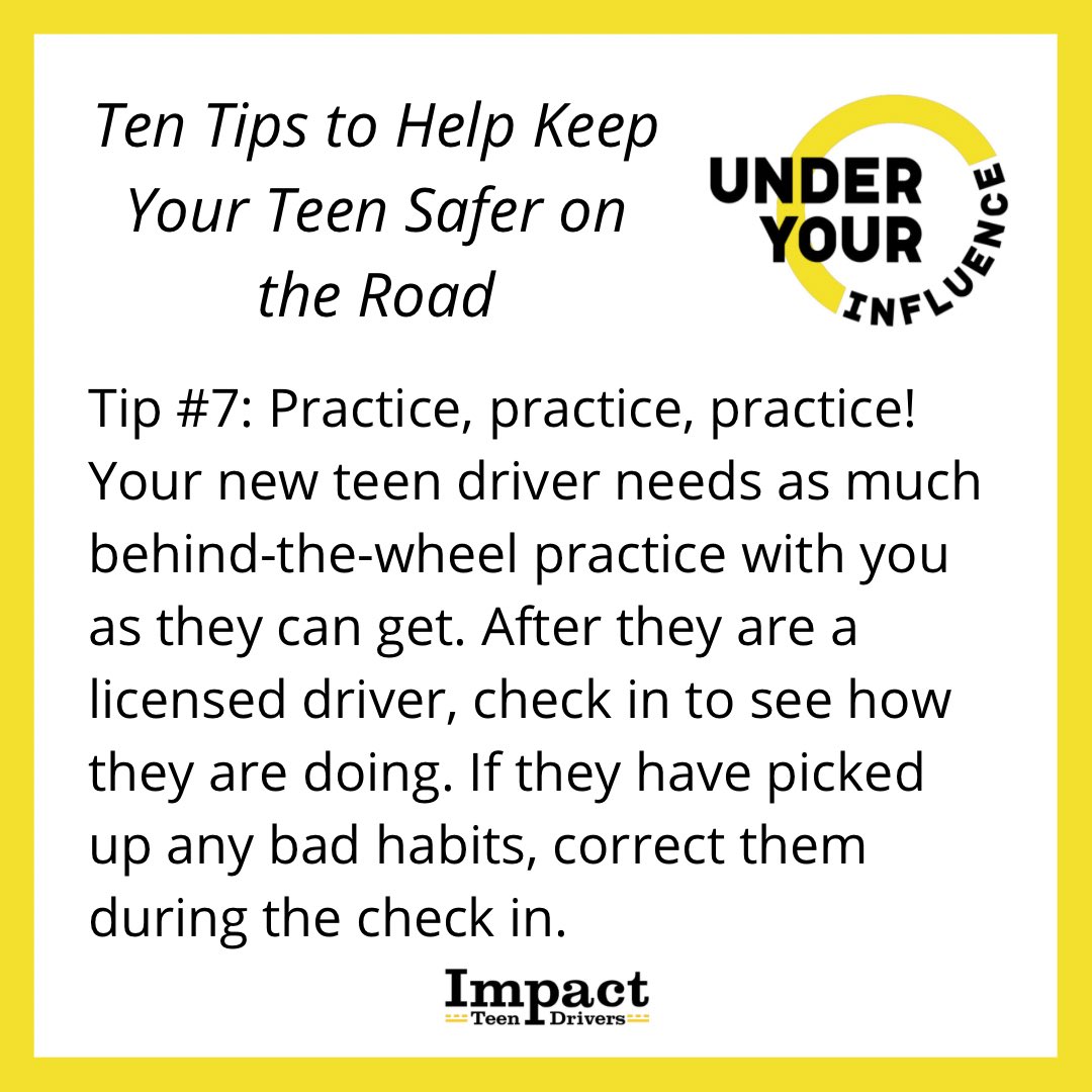 whatslethal's tweet image. Check in with your teen and with the parents of your teen’s friends.

Next tips in our series

🟨 Practice, practice, practice with your teen driver. 

🟨 Talk to other parents about your expectations when you aren’t there.

#TeenDrivers #LearningToDrive