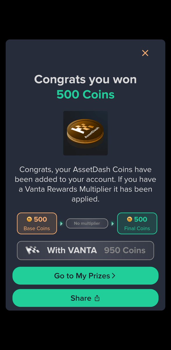 1savagetrader1's tweet photo. I just won 500 Coins in an @assetdash Weekly Dash Drop 🎉

Join me on AssetDash and enter my code CAGM-PLZH at sign up to instantly get Coins to join! https://t.co/bDbQY5sB1R https://t.co/GeccLTh6cY