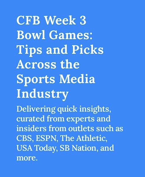 Check out our CFB bowl game pulse on Substack! We provide tips and tricks for each game this week from the sports media industry! open.substack.com/pub/tallysight…