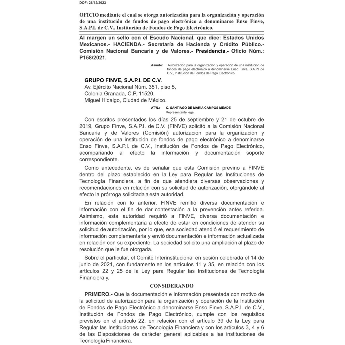 afire_mx's tweet photo. Sinceras felicitaciones a @ensofintech por la reciente autorización publicada en el DOF.
Bienvenidos al mundo fintech. ¡Bravo!👏

#fintech #finanzas #economia #autorización https://t.co/Oj9OlNAK6Q