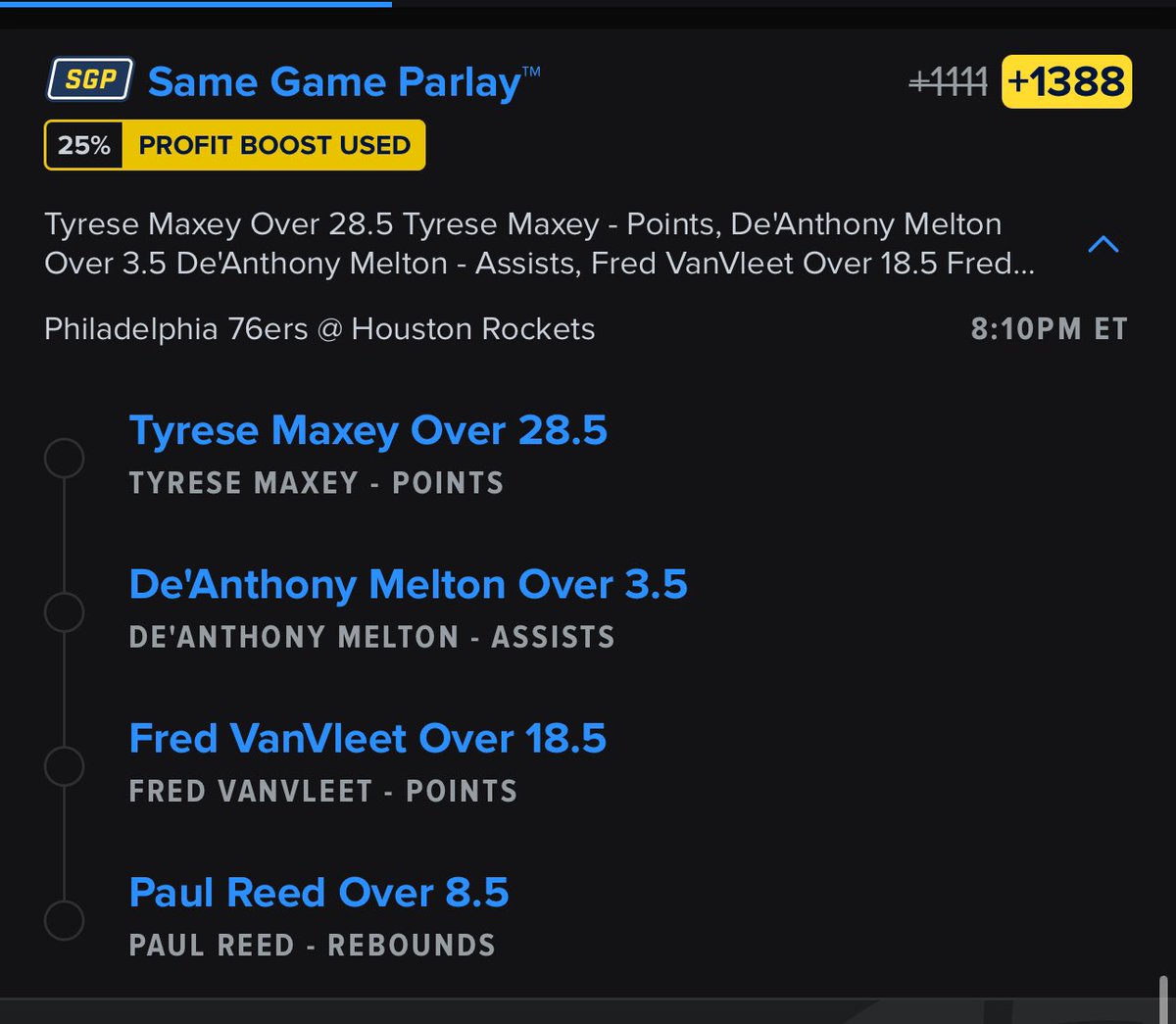 Larrylocks8's tweet photo. Sixers sgp https://t.co/5JxsrzdPcs