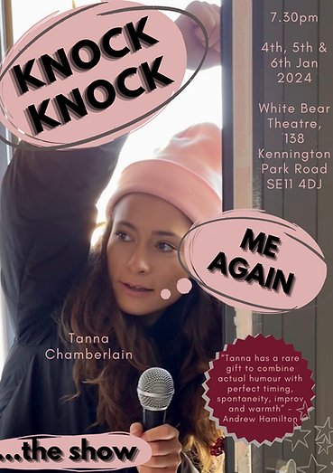 Our New Year kicks off with...

Knock Knock Me Again: The Show
By Tanna Chamberlain
(4th - 6th January)

Book tickets here:
whitebeartheatre.co.uk/whatson/knock-…

#londonpubtheatre #londontheatre #newwriting #NewYear2024