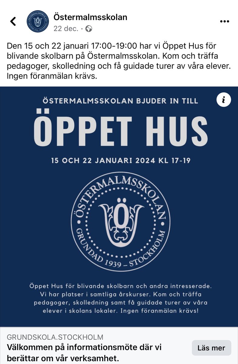 Välkomna på Öppet Hus på vår underbara skola🖤Jag hoppas att vi ses i januari! 
#skola #stockholmstad #östermalmsskolan #öppethus