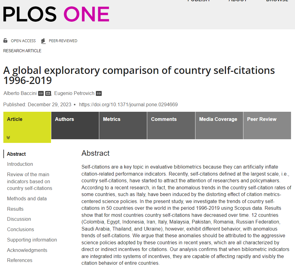 albertobaccini's tweet image. Finally #PLOSONE: A global exploratory comparison of country self-citations 1996-2019 dx.plos.org/10.1371/journa…