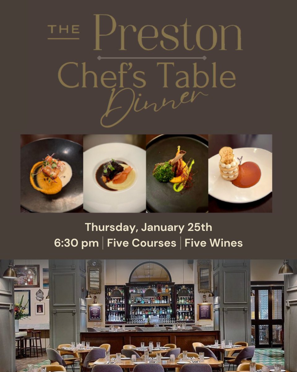 Looking to add more unique #culinary experiences to your social calendar in 2024? We can help! Join us at The Preston on January 25th for a Chef's Table! Tickets are $95 per person. Reservations are available via OpenTable or by calling  314-633-3036. #dinner #Foodie #events