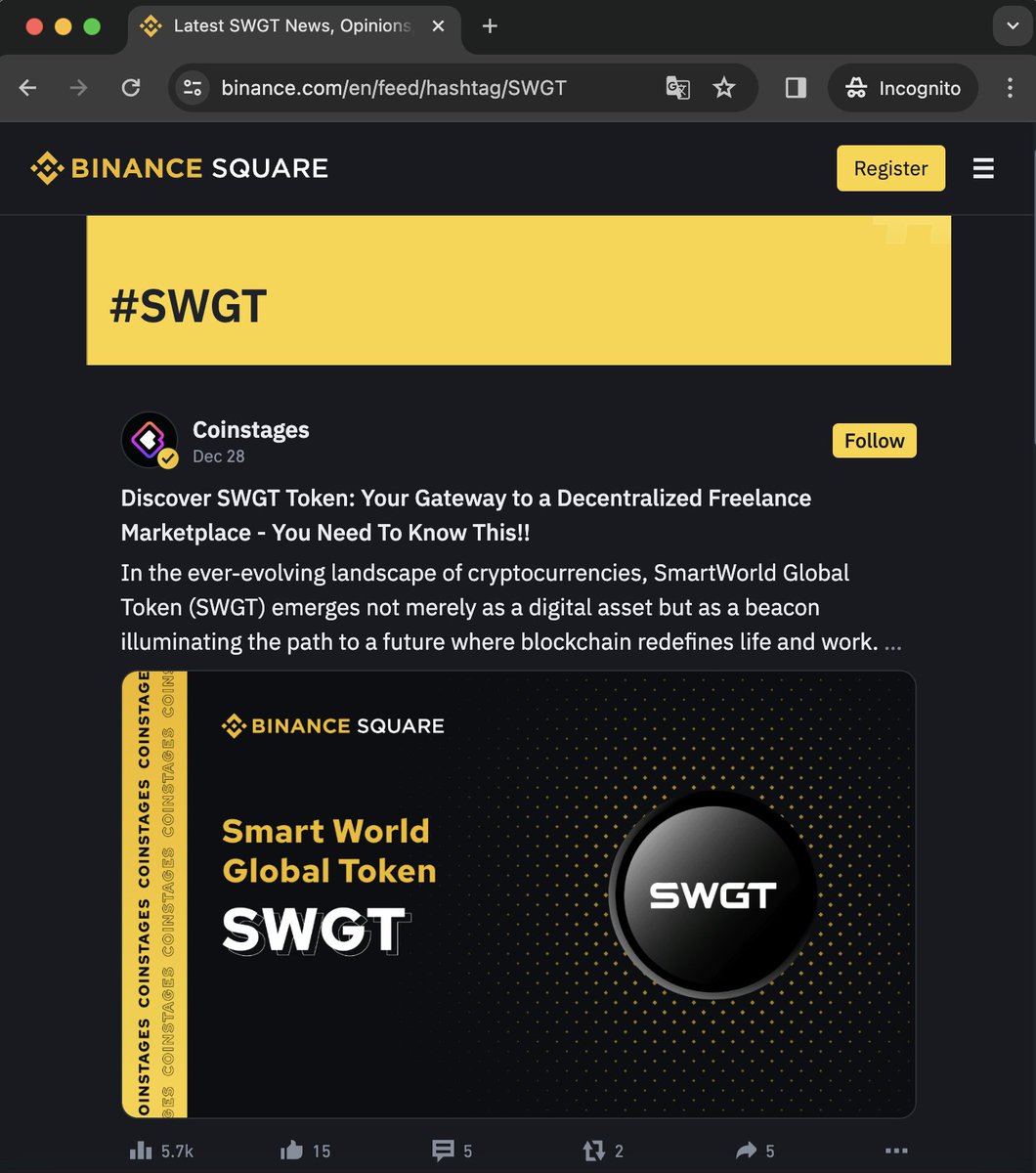 1. Follow SWGT news &amp; updates on Binance!

👉 binance.com/en/feed/hashta…

2. And purchase SWGT on Private Sale now! 
👉 account.swg.io/user_office/to…