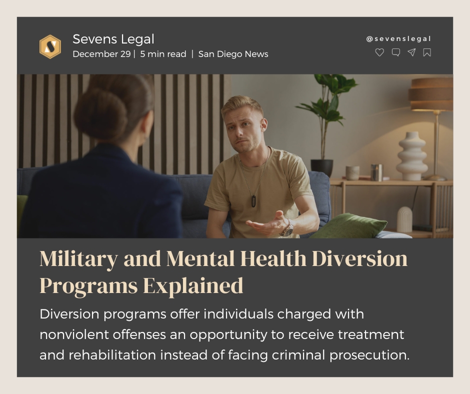 sevenslegal.com/criminal-attor… ❔ Do you know about military and mental health diversion programs? ⚖️ Learn more about these alternatives to traditional criminal prosecution. 🔗 Click the link above to read our latest article or call us at (619) 430-2355 for a free consultation.…