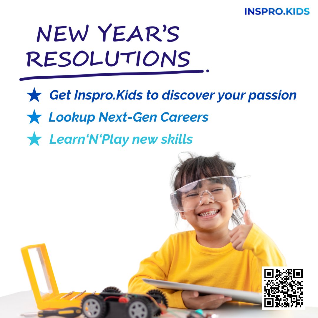 What’s your New Year's Resolution? Get Inspro.Kids to discover your passion, lookup next-gen careers and learn'N'play new skills.  
#happynewyear
#newyearresolution
#insprokids
#discoveryourpassion
#nextgencareers
#learnNplay
#learnnewthings
insprokids.com