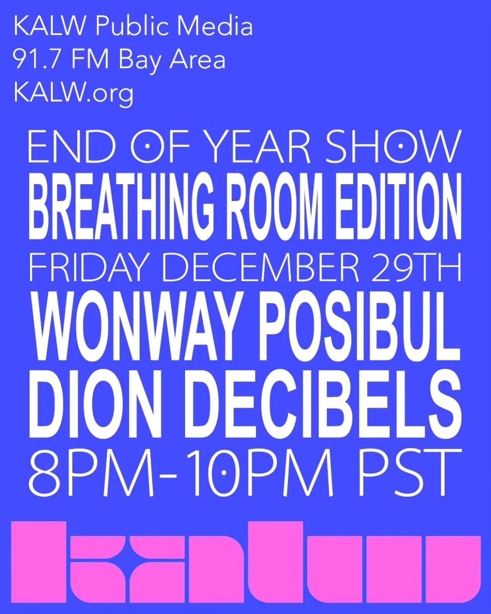 Bringing my dude @diondecibels out for my final @KALW show of the year TONIGHT for a @ThinkBeatRadio / Breathing Room reunion. We'll both be serving up sounds to move to classic mixshow style for my whole program! TUNE IN.. 8-10pm pst 91.7 FM Bay Area KALW.org 🌍