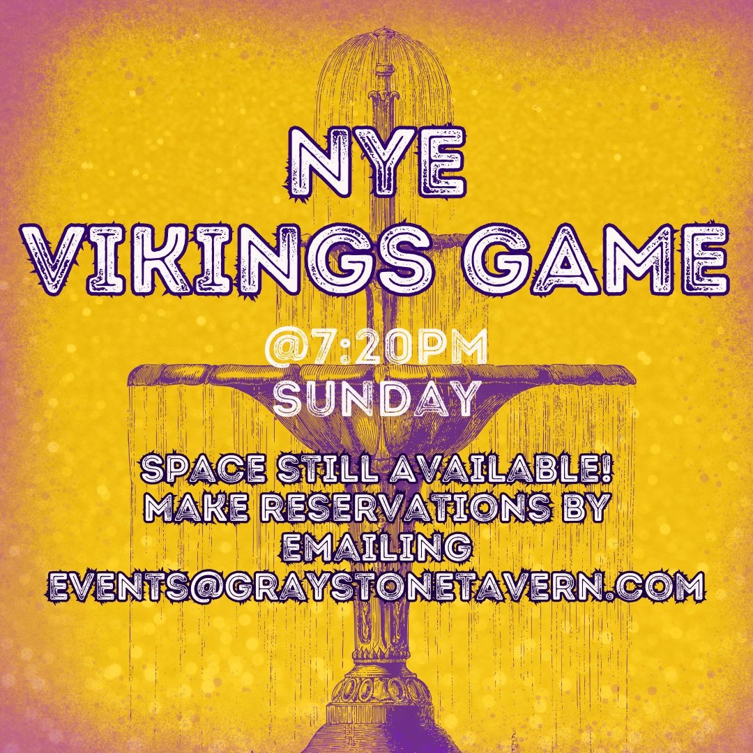 Hey Vikings fans, we still have room for you all this Sunday evening! Come party with us and stick around to ring in the New Year!!!
We also have a very special surprise planned 👀👀👀
You won't wanna miss out on this one!

Reserve a table ASAP!