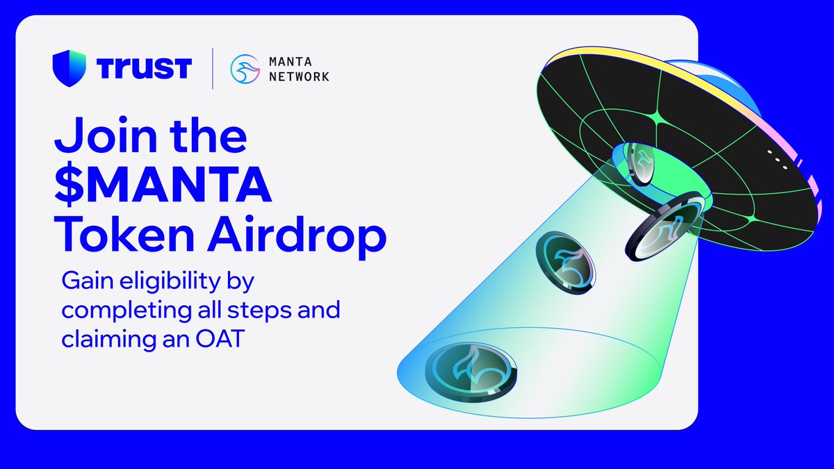 Trust Wallet (@trustwallet) on Twitter photo To celebrate our integration of <a href="/MantaNetwork/">Manta Network (๐ฑ,๐ฑ)</a>โs New Paradigm, weโre offering all #TrustWallet users a chance to join the 100K $MANTA token airdrop!
Entry:
๐ Like & Retweet
๐ Follow <a href="/MantaNetwork/">Manta Network (๐ฑ,๐ฑ)</a> & <a href="/TrustWallet/">Trust Wallet</a>
๐ Complete the steps:
galxe.com/trustwallet/caโฆ
Stay vigilant! To celebrate our integration of <a href="/MantaNetwork/">Manta Network (๐ฑ,๐ฑ)</a>โs New Paradigm, weโre offering all #TrustWallet users a chance to join the 100K $MANTA token airdrop!
Entry:
๐ Like & Retweet
๐ Follow <a href="/MantaNetwork/">Manta Network (๐ฑ,๐ฑ)</a> & <a href="/TrustWallet/">Trust Wallet</a>
๐ Complete the steps:
galxe.com/trustwallet/caโฆ
Stay vigilant!