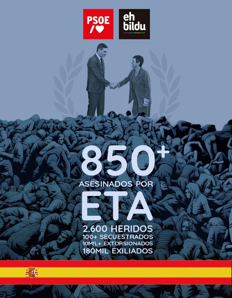 CapitanTruenoV's tweet photo. 🗣️ Pamplona entregada por el PSOE a BILDU.

🇺🇸¿Os imagináis al presidente de EEUU dando la alcaldía de New York al brazo político del 11-S?

🇨🇵¿Al presidente Francés dando París a los del atentado de la sala BATACLAN?

¿En qué país vivimos?

#SoySocialistaSoyTerrorista https://t.co/DySMzBUKpn