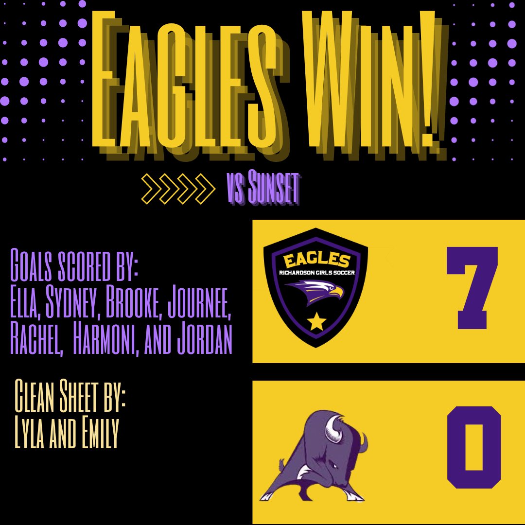 RHS Girls Soccer (@rhseaglesoccer) on Twitter photo Started the season 1-0!
Proud of the girls for their focus today!
Lots of season still to go, but what a way to start!
#Win #GoPurpleGoGold
<a href="/MarleyMercker/">Marley Mercker</a> <a href="/Coach_KHolloway/">Coach_KHolloway M.Ed</a> <a href="/RHSABC/">RHS Booster Club</a> <a href="/RHS_StayPurple/">Richardson HS Eagle Athletics</a> <a href="/LethalSoccer/">Coach Duque</a> <a href="/DFW_Girls_HS_VS/">DFW Girls HS Varsity Soccer</a> <a href="/tascosoccer/">TASCO</a> <a href="/SportsDayHS/">SportsDayHS</a> <a href="/RichardsonHS1/">Richardson HS</a> Started the season 1-0!
Proud of the girls for their focus today!
Lots of season still to go, but what a way to start!
#Win #GoPurpleGoGold
<a href="/MarleyMercker/">Marley Mercker</a> <a href="/Coach_KHolloway/">Coach_KHolloway M.Ed</a> <a href="/RHSABC/">RHS Booster Club</a> <a href="/RHS_StayPurple/">Richardson HS Eagle Athletics</a> <a href="/LethalSoccer/">Coach Duque</a> <a href="/DFW_Girls_HS_VS/">DFW Girls HS Varsity Soccer</a> <a href="/tascosoccer/">TASCO</a> <a href="/SportsDayHS/">SportsDayHS</a> <a href="/RichardsonHS1/">Richardson HS</a>