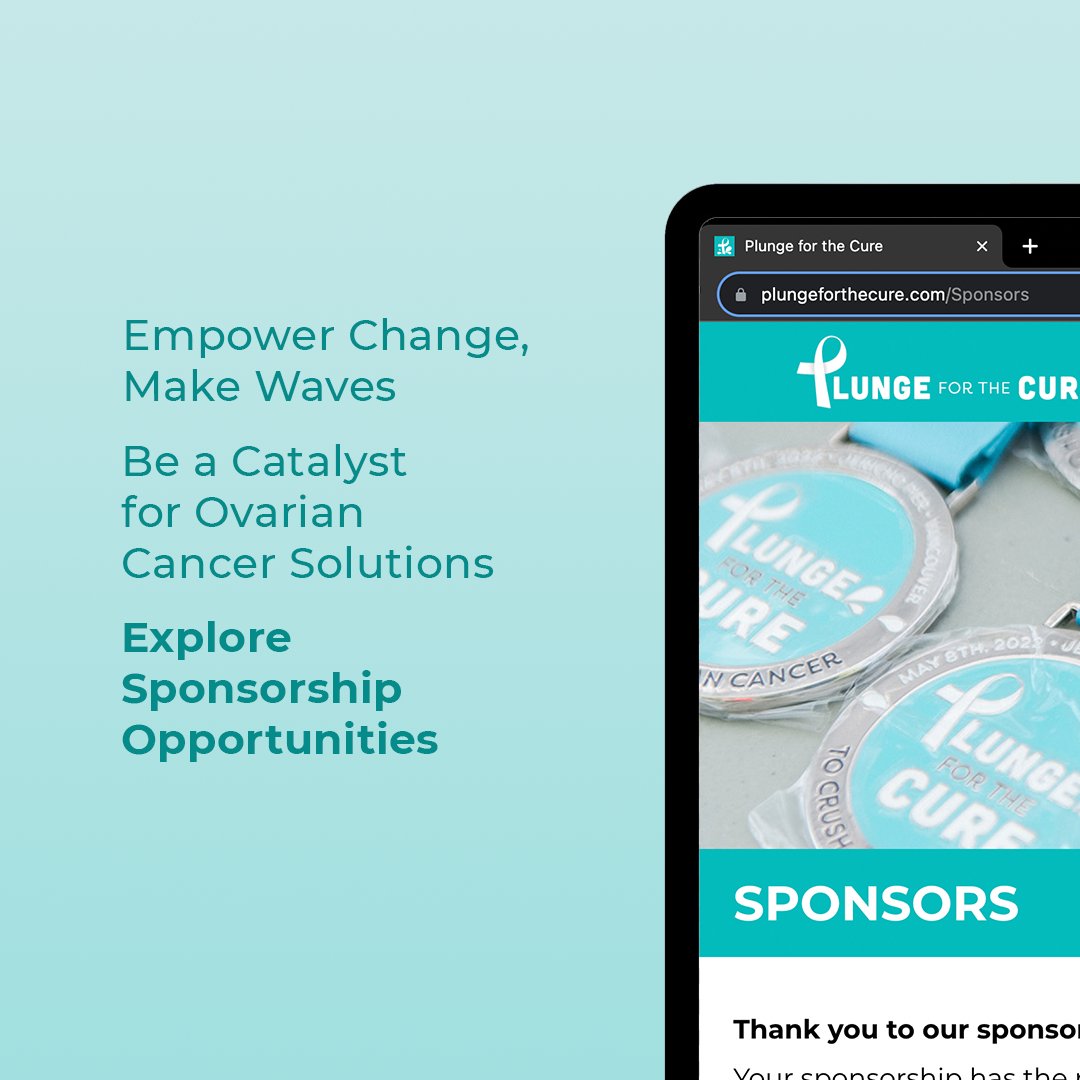 Transform lives with your support! 🌟 🌊 Sponsor the #PTFC2024 and be a part of the ongoing movement to end ovarian cancer. Visit plungeforthecure.com/Sponsors to get involved. 💙